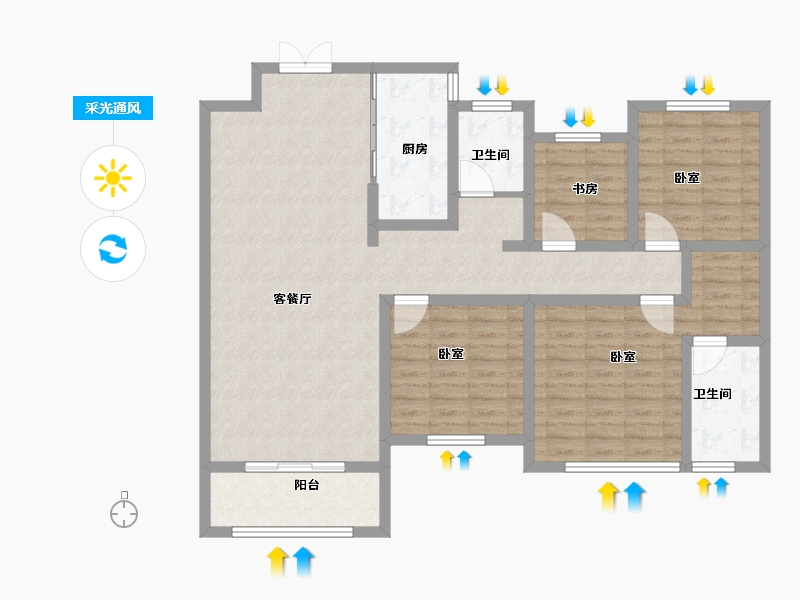 河南省-信阳市-隆盛帝景-114.00-户型库-采光通风