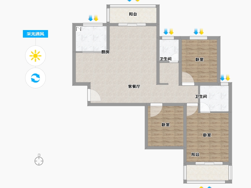 河南省-郑州市-龙湖润泽花园-101.50-户型库-采光通风