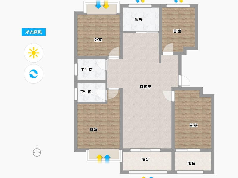 河南省-三门峡市-万邦香榭里-114.00-户型库-采光通风