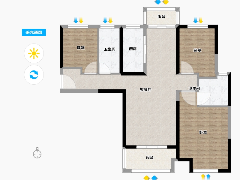 河南省-南阳市-建业壹号城邦-103.00-户型库-采光通风