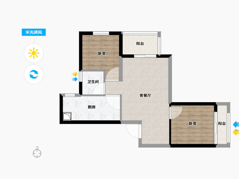 河南省-郑州市-汇泉景悦城-60.00-户型库-采光通风