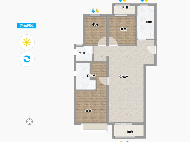 河南省-信阳市-隆盛帝景-109.00-户型库-采光通风