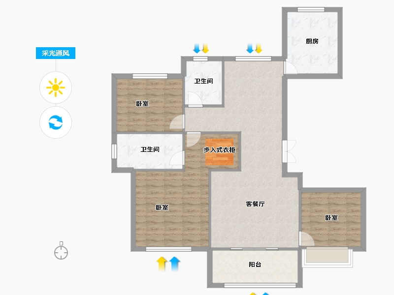 河南省-信阳市-西亚美悦城-106.00-户型库-采光通风