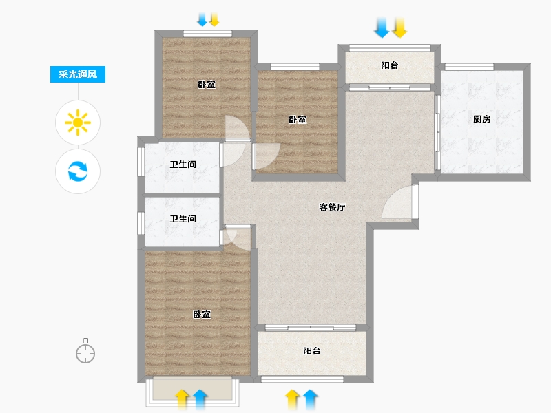 河南省-商丘市-翰林苑-106.00-户型库-采光通风