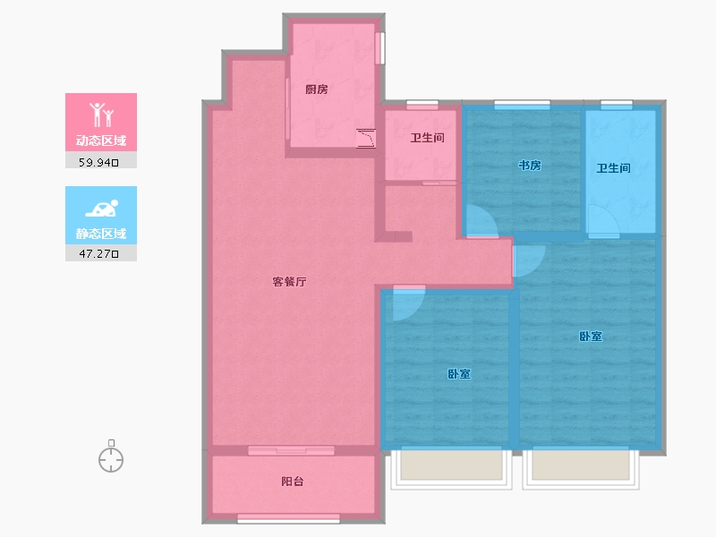 河南省-安阳市-佳田梧桐上苑-95.24-户型库-动静分区