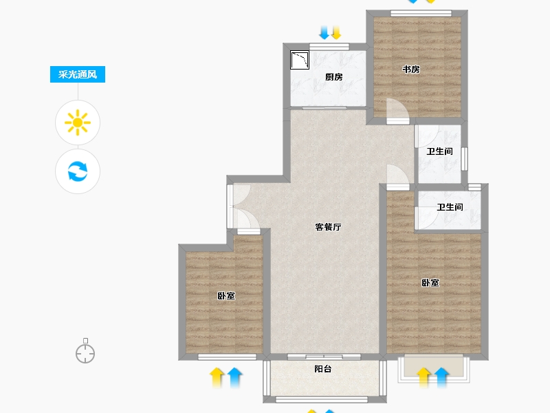 河南省-商丘市-海棠名苑-101.00-户型库-采光通风