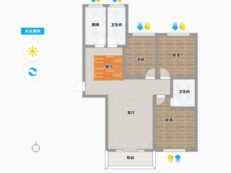 河南省-许昌市-香榭丽舍-106.01-户型库-采光通风