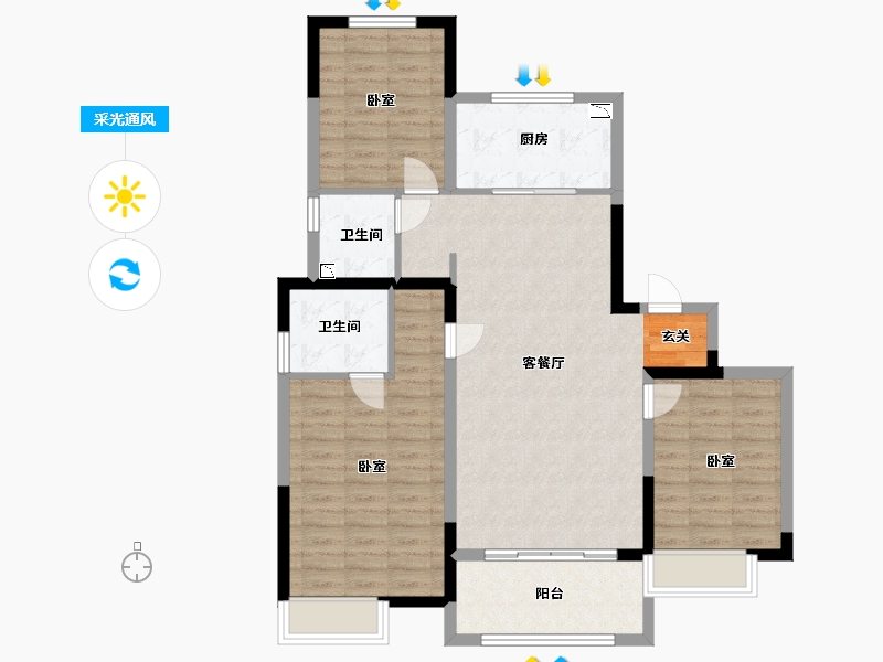 河南省-许昌市-当代宏安·满堂悦-101.01-户型库-采光通风