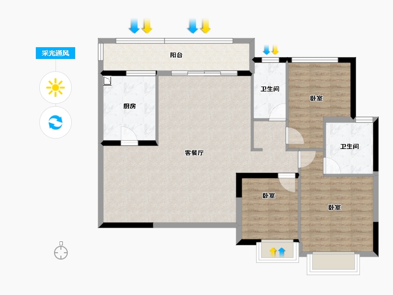 河南省-南阳市-南阳恒大帝景-99.25-户型库-采光通风