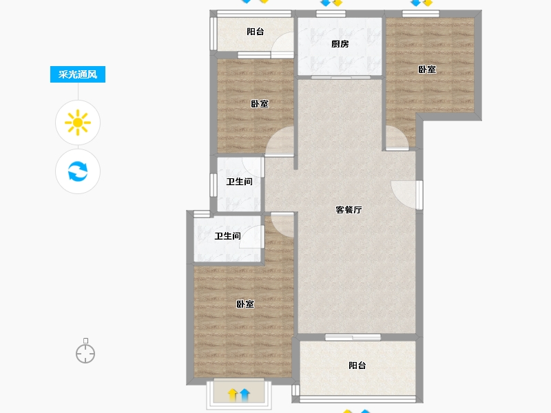 河南省-信阳市-信达公园壹号-92.37-户型库-采光通风