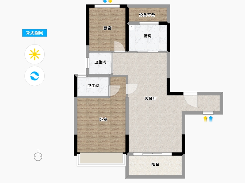 河南省-漯河市-临颍碧桂园-88.00-户型库-采光通风