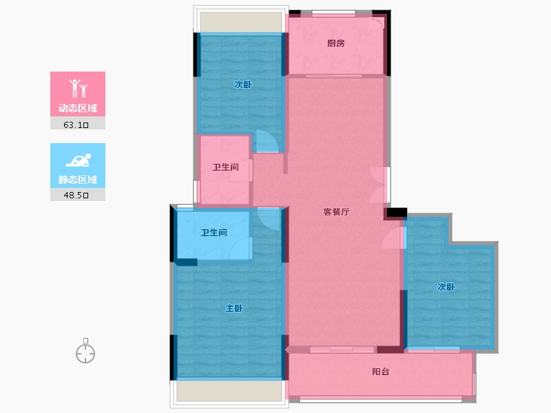 河南省-南阳市-常绿卧龙府-100.46-户型库-动静分区