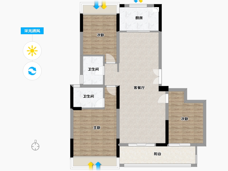 河南省-南阳市-常绿卧龙府-100.46-户型库-采光通风