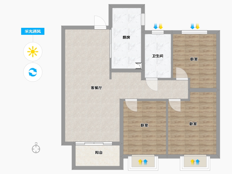 河南省-漯河市-文萃·书香门第-87.05-户型库-采光通风