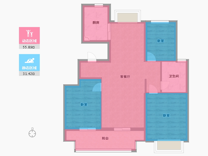 江苏省-苏州市-新城十里锦绣-77.86-户型库-动静分区