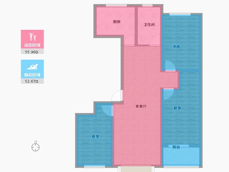 山东省-淄博市-文博苑-96.91-户型库-动静分区