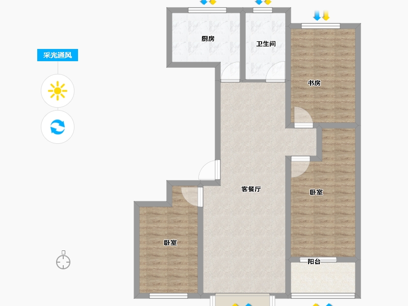 山东省-淄博市-文博苑-96.91-户型库-采光通风