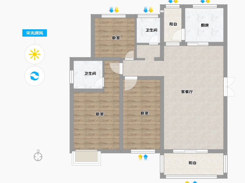 河南省-信阳市-家和美林湖-92.00-户型库-采光通风