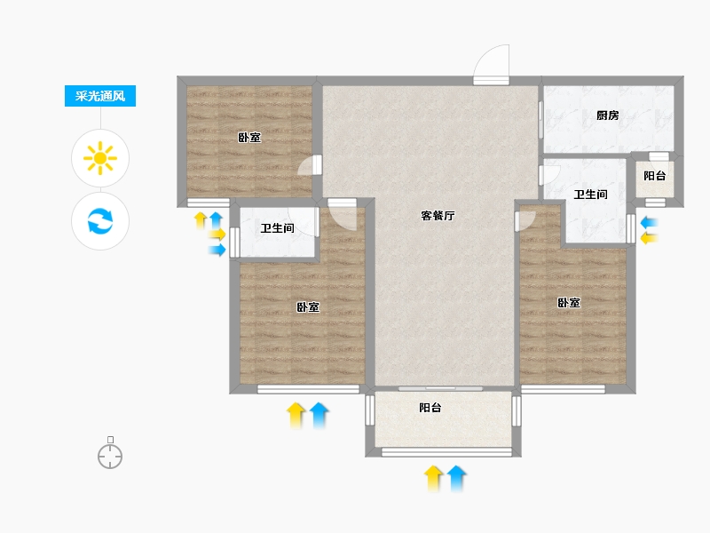 河南省-信阳市-誉鼎城央学府-92.64-户型库-采光通风