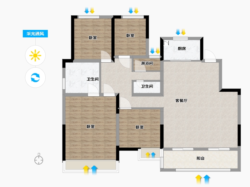 河南省-许昌市-康桥九溪天悦-132.19-户型库-采光通风