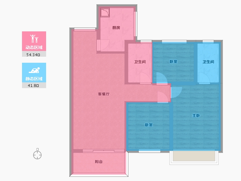 山东省-济南市-鲁商金茂国际社区-85.70-户型库-动静分区