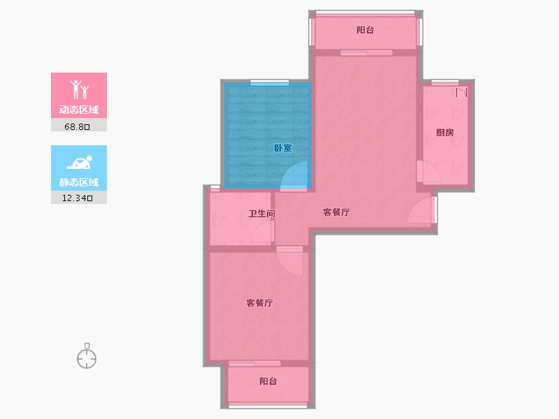 河南省-郑州市-龙湖润泽花园-71.90-户型库-动静分区