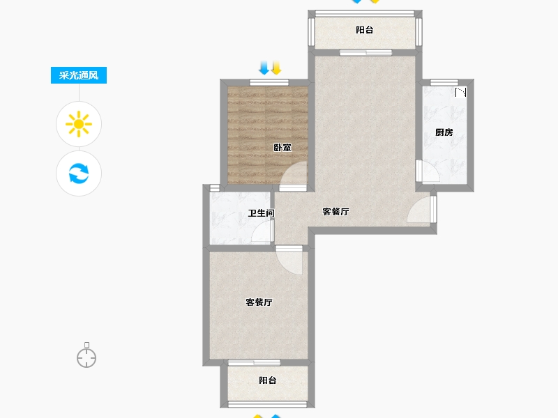 河南省-郑州市-龙湖润泽花园-71.90-户型库-采光通风