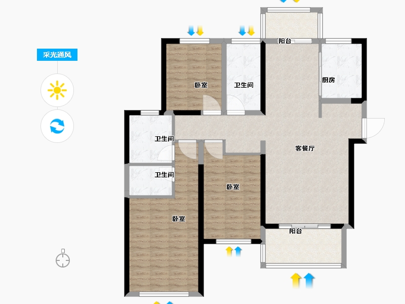 河南省-南阳市-建业壹号城邦-118.01-户型库-采光通风