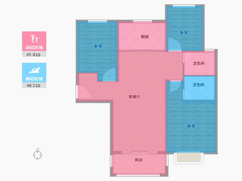 河南省-商丘市-君鹏•江山一品-103.26-户型库-动静分区