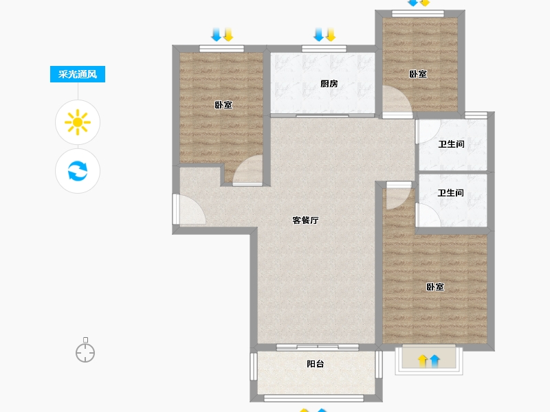 河南省-商丘市-君鹏•江山一品-103.26-户型库-采光通风