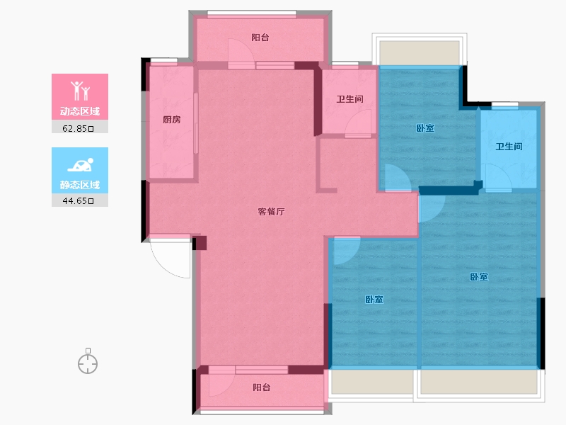 河南省-南阳市-邓州雍豪府-96.63-户型库-动静分区