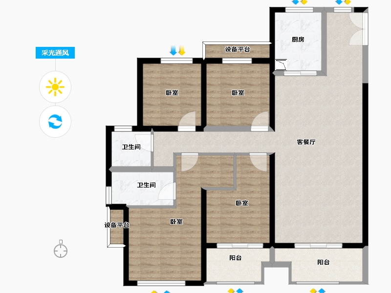 河南省-郑州市-鑫苑金水观城-120.00-户型库-采光通风