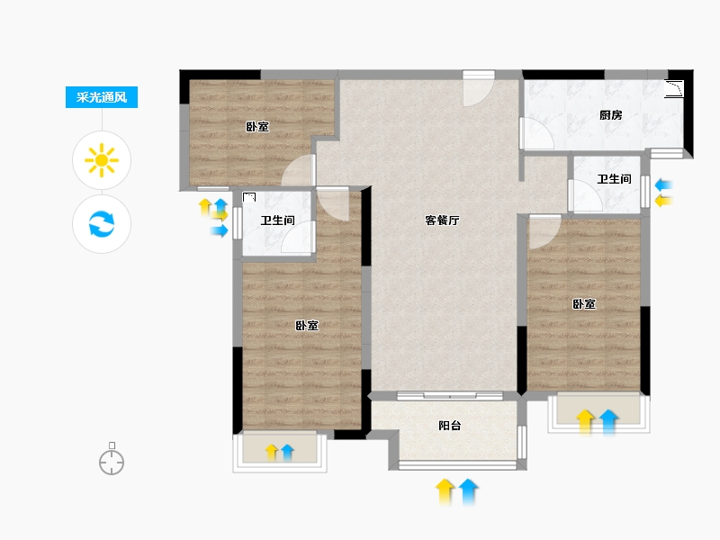 河南省-南阳市-宏林桂花苑-92.00-户型库-采光通风