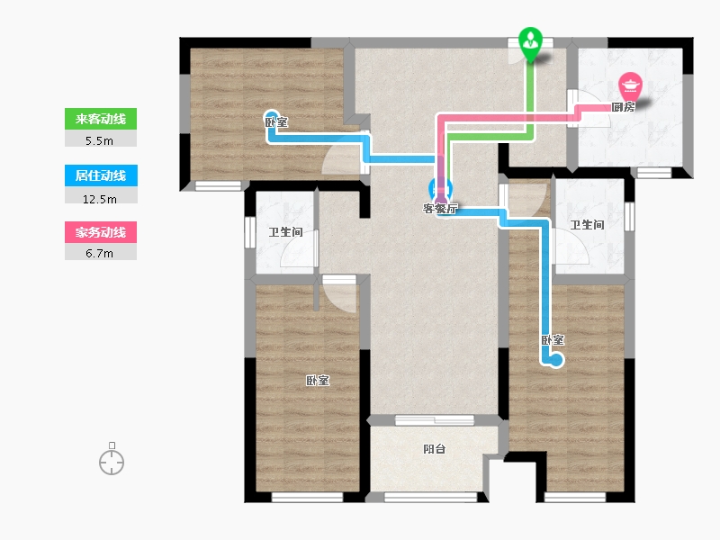 河南省-南阳市-建业贰号城邦-93.55-户型库-动静线