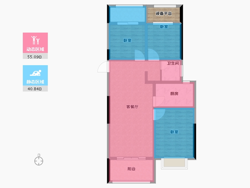 河南省-南阳市-东正·皇马观邸-89.13-户型库-动静分区