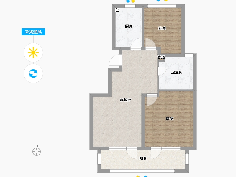 山东省-青岛市-融创阿朵小镇-70.96-户型库-采光通风