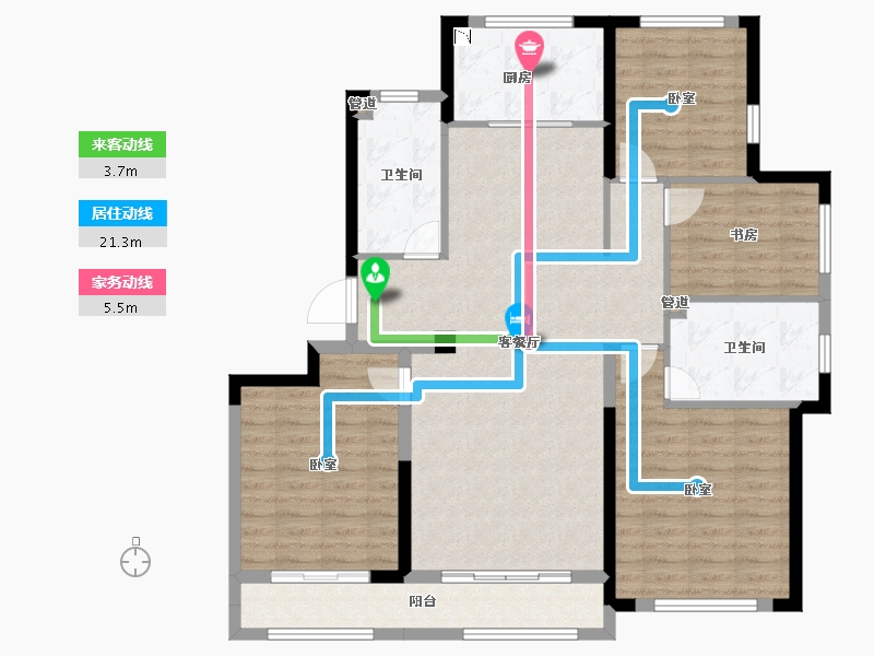 山东省-青岛市-蓝城玉蘭公馆-114.62-户型库-动静线