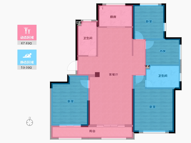 山东省-青岛市-蓝城玉蘭公馆-114.62-户型库-动静分区