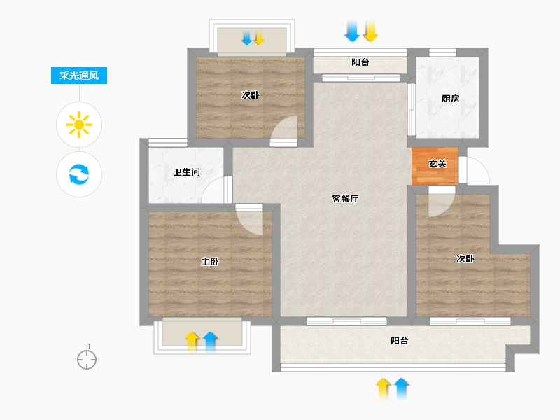 安徽省-滁州市-凤阳书香门第-78.00-户型库-采光通风