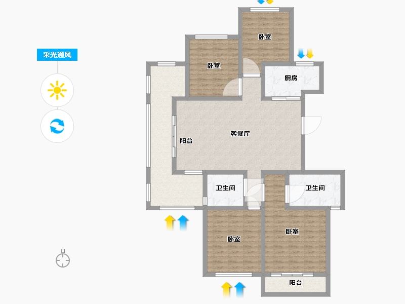 河南省-许昌市-家年华金色漫城-132.00-户型库-采光通风