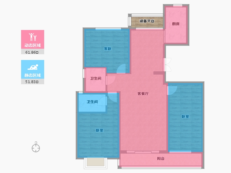 河南省-南阳市-东青·颐和原著-104.30-户型库-动静分区