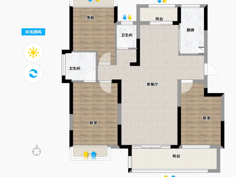 河南省-南阳市-信友天樾-102.00-户型库-采光通风