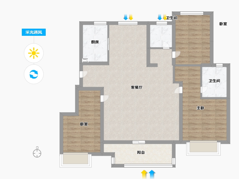 江苏省-苏州市-新城十里锦绣-92.00-户型库-采光通风