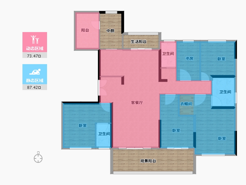 河南省-信阳市-息县碧桂园-176.85-户型库-动静分区