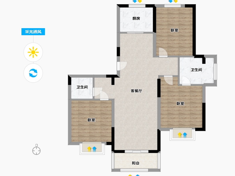 河南省-许昌市-锦绣苑-101.41-户型库-采光通风