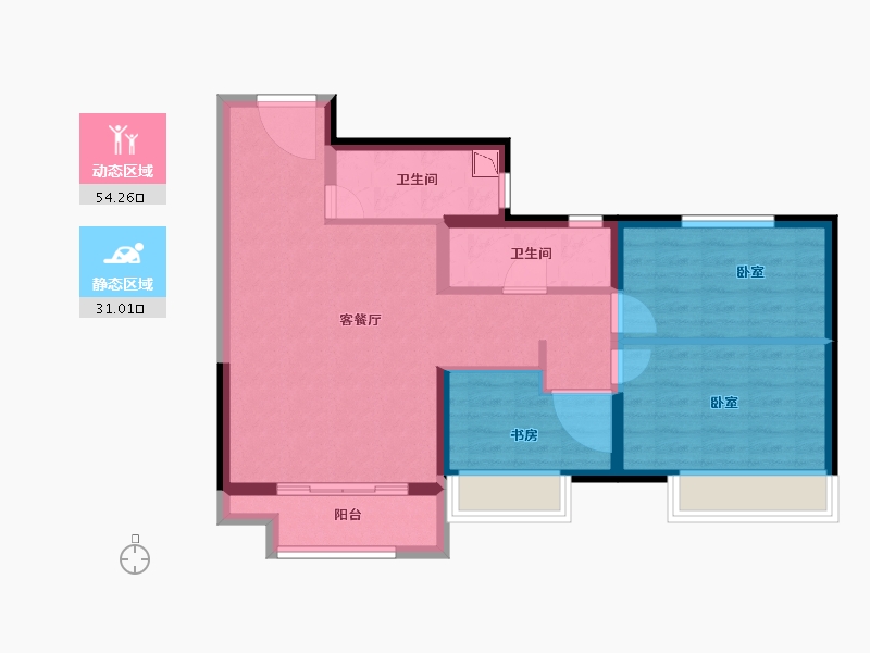 河南省-郑州市-华润悦景湾-76.00-户型库-动静分区