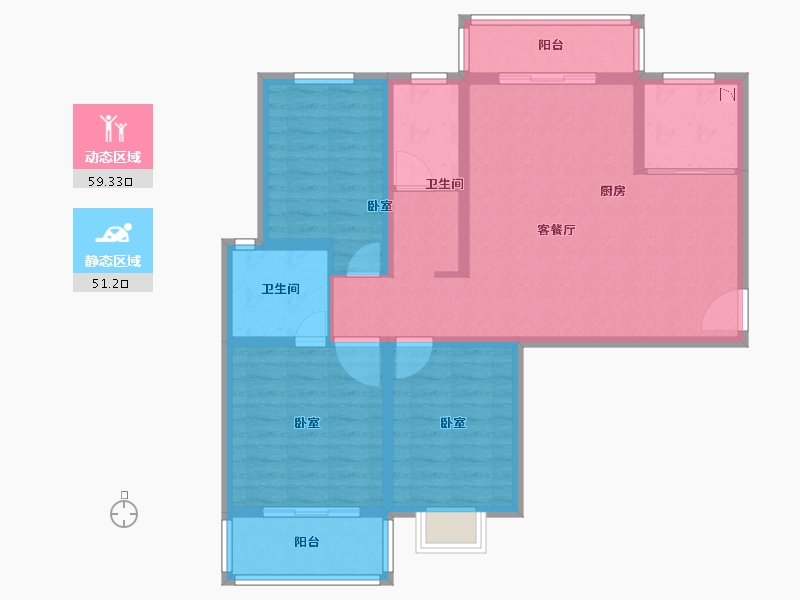 河南省-郑州市-龙湖润泽花园-98.60-户型库-动静分区