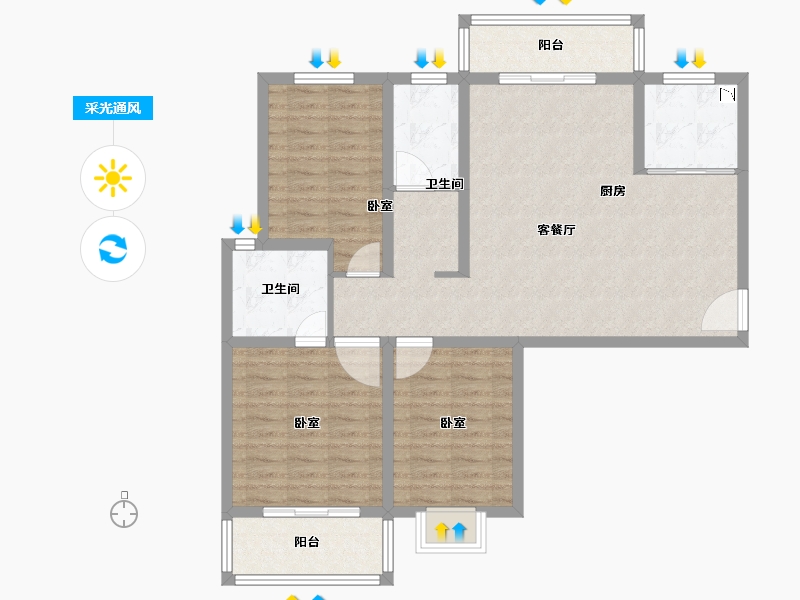 河南省-郑州市-龙湖润泽花园-98.60-户型库-采光通风