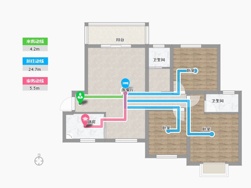 河南省-郑州市-龙湖润泽花园-88.14-户型库-动静线