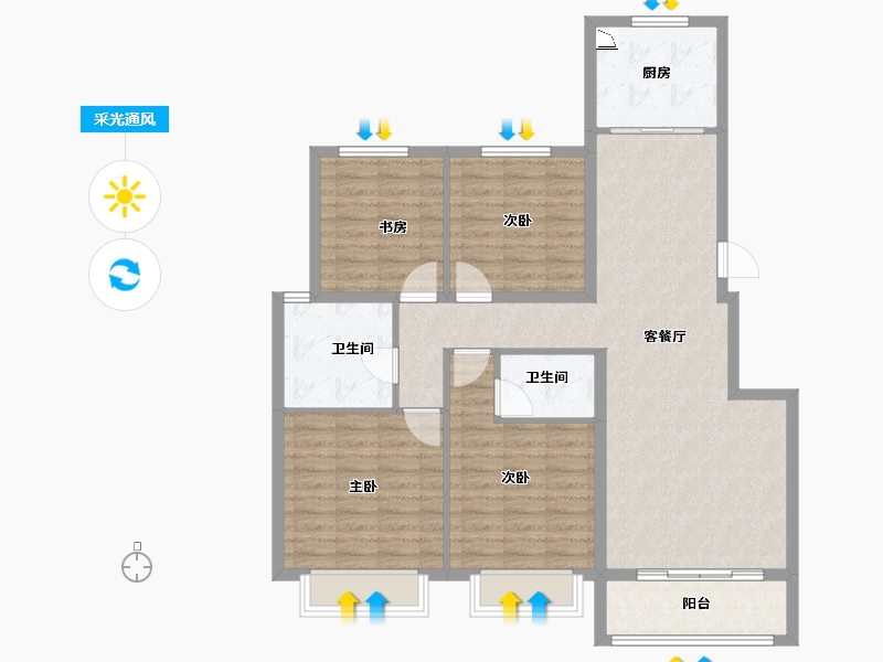 山东省-济南市-城发凤凰城-108.00-户型库-采光通风